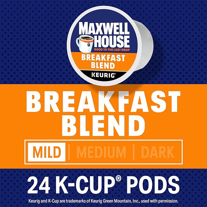 Maxwell House Breakfast Blend Light Roast K-Cup® Coffee Pods. Box(Pack of 48)