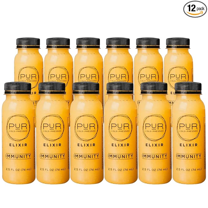 PUR Wellness Shots – Immunity 12 Pack – Lemon Cayenne Pepper and Ginger Shots – Fresh Cold-Pressed Raw Juice Elixir – Non-GMO Plant-Based Pressed at Source – 2.5 fl oz