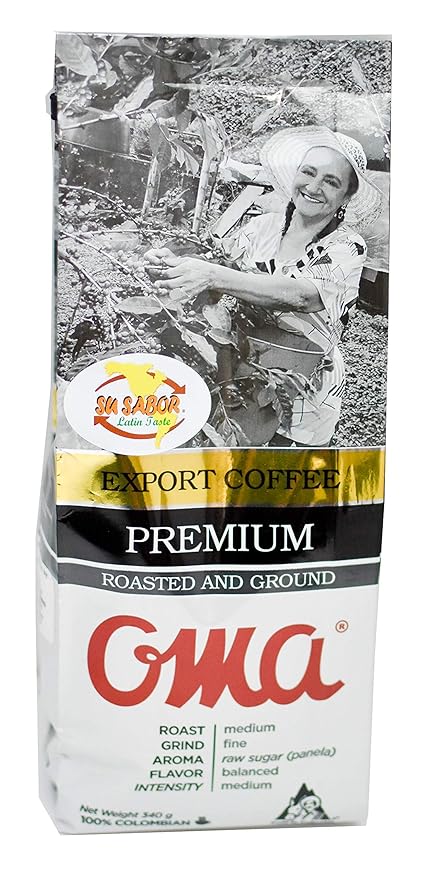 OMA Colombian Coffee Export Coffee Premium Roasted and Ground Coffee 12 ounces 340 grams