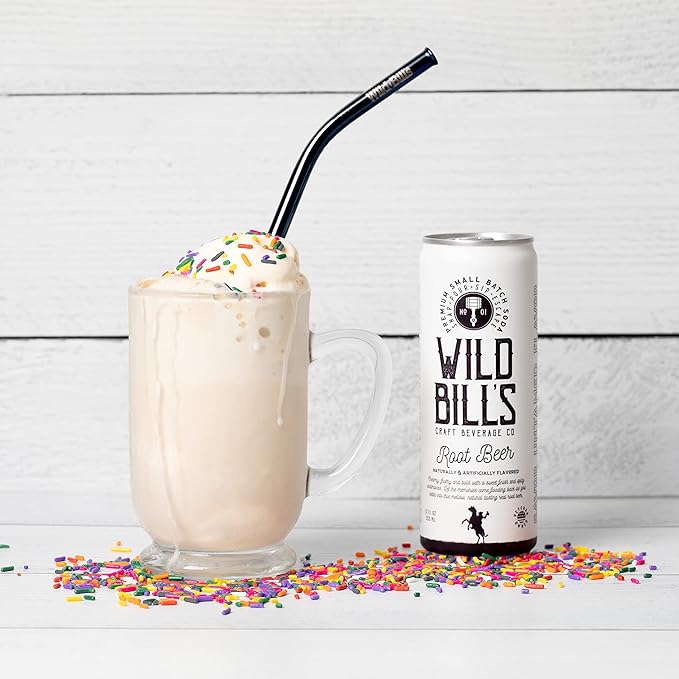 Wild Bill's Classic Root Beer Soda Classic Craft Soda Pop Soft Drinks Sodas Made with Pure Cane Sugar Caffeine Free NO High Fructose Corn Syrup Gluten Free Vegan Low Sodium 12 Oz 12 Pack