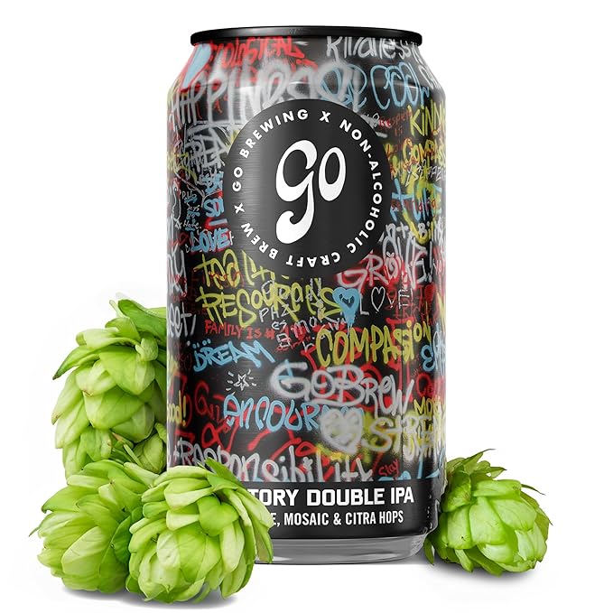 Go Brewing - Not Just Another Story Double IPA - Non-Alcoholic Craft Brew - Small Batch Low-Calorie - Bold Grapefruit &amp Tropical Papaya Flavor - Smooth Finish Classic Ingredients (12 Oz 12 Cans