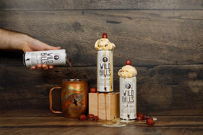 Wild Bill's 4 Flavor Craft Soda Soft Drinks Variety Pack Root Beer Black Cherry Orange + Vanilla Sodas Pure Cane Sugar Caffeine Free NO High Fructose Corn Syrup Gluten Free Vegan 12 Oz 12 Pack
