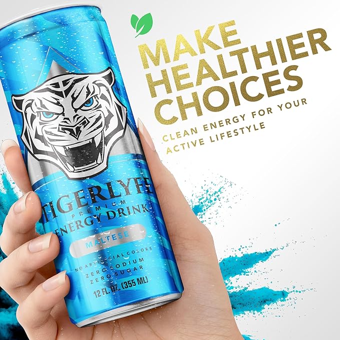 TIGERLYFE Energy Drink 12 Pack Sugar Free Energy Drink Zero Calorie Zero Carb Diet Energy Drinks Bulk 12oz Slim Can Zero Sugar Energy Drinks with B Vitamins &amp Electrolytes No Sugar Energy