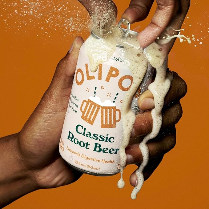 OLIPOP Prebiotic Soda Pop Classic Root Beer Pantry Pack Packed with Prebiotics Fiber and Botanicals Gluten Free Vegan GMO Free 12oz (Pack of 24)