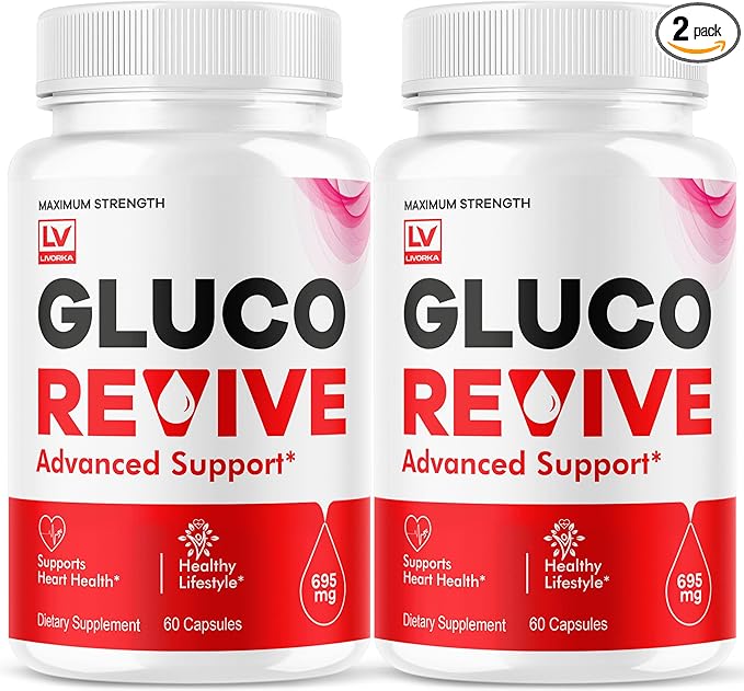 (2 Pack) Gluco Revive Capsules - Official GlucoRevive Advanced Formula Support Pills - Maximum Strength Natural Gluco Revive Vitamins for Overall Health &amp Wellness Reviews 120 Capsules for 2 Mon