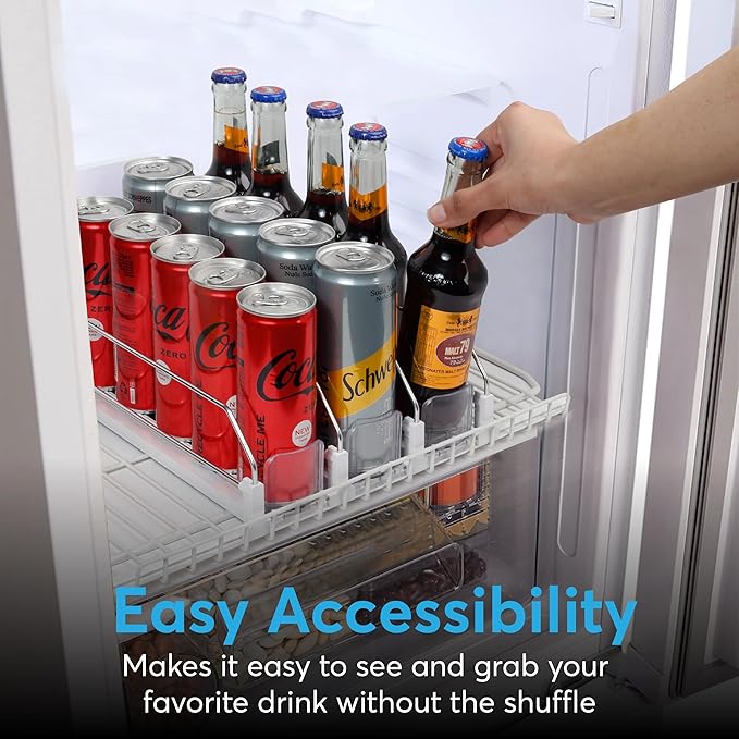 Dwella Drink Organizer for Fridge – 6-Tier Can Dispenser for Fridge Self-Pushing Drink Dispenser Fridge Adjustable Width Fridge Cans Organizer Durable Soda Drink Organizers for Refrigerator