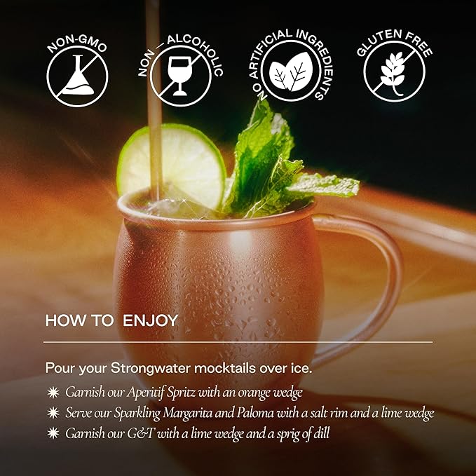 Strongwater Mocktail Variety Pack - 12 Pack Cans (8.4 Fl Oz Each) - Premium Non Alcoholic Drinks - Ready to Drink Alcohol Free Drinks Including Aperitif Spritz Paloma G&ampT Margarita