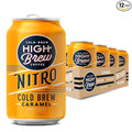 High Brew Coffee | Nitro Cold Brew | Sugar-Free and Dairy-Free 200mg Natural Caffeine Smooth Low-Acid Coffee Infused with Nitrogen Ready-to-Drink | 10 oz Can (Caramel)