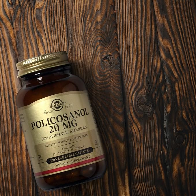 Solgar Policosanol 20 mg 100 Vegetable Capsules - Supports Heart Health - General Wellness - Vegan Gluten Free Dairy Free Kosher - 100 Servings