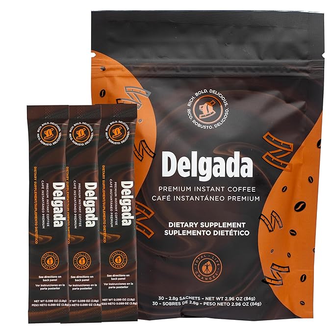 Delgada Instant Coffee - Premium Garcinia Cambogia and Ganoderma Rich Bold Taste - 30 Sachets