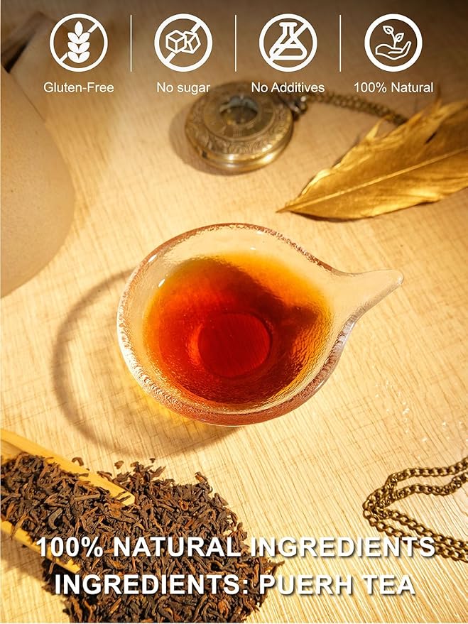 TeeLux Emperor Pu-erh Tea Loose Leaf Fermented Yunnan Dark Tea Smooth &amp Mellow Flavor 16oz