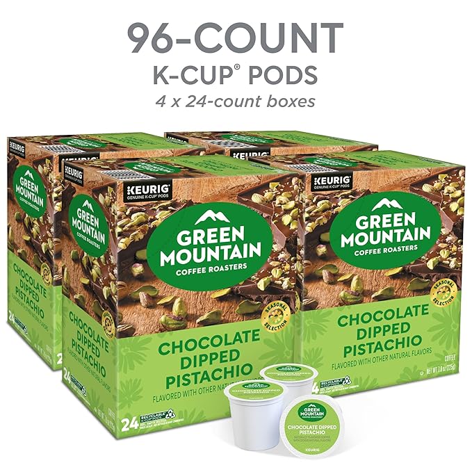 Green Mountain Coffee Roasters Chocolate Dipped Pistachio Flavored Coffee Single Serve Keurig K-Cup Pod 96-count pods (4 pack of 24)