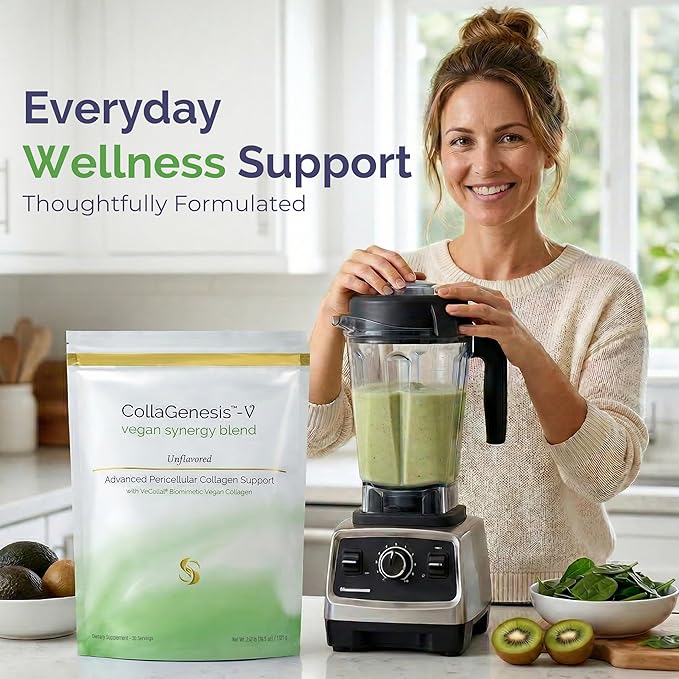 CollaGenesis™-V – 25g Protein Vegan Collagen MSM &amp Hyaluronic Acid Complete Amino Acid Profile Vitamins &amp Minerals Collagen Support Cofactors – Vegan Synergy Blend – Unflavored