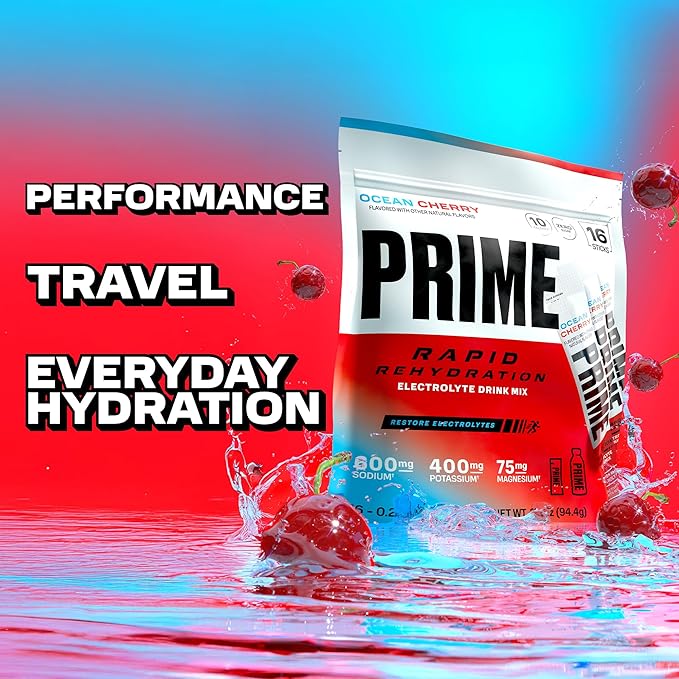 PRIME HYDRATION Berry Freeze Cherry Freeze &amp Ice Pop 12 Fl Oz Variety Sports Drinks &amp Rapid Rehydration Electrolyte Powder Sticks Ocean Cherry &amp 12 Pack Black Graffiti Squeeze Sports