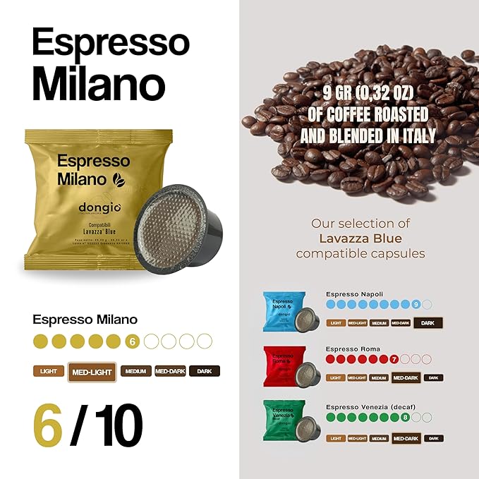 Dongiò Caffè - Capsule compatibili con Lavazza Blue 40 (40 Count Espresso Milano)