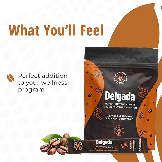 Delgada Instant Coffee - Premium Garcinia Cambogia and Ganoderma Rich Bold Taste - 30 Sachets