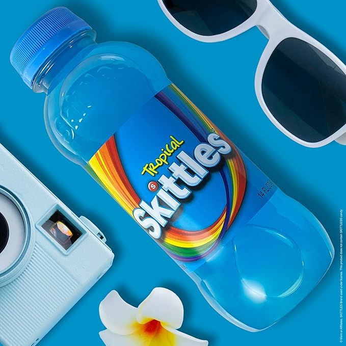 SKITTLES™ Candy Flavored Drink - Tropical Flavor | Bulk Candy Drinks with Fruity Flavors | 12 Fl oz. Bottles Pack of 12