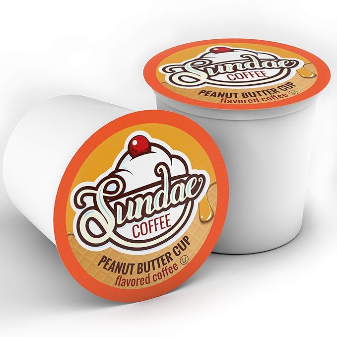 Sundae Ice Cream Flavored Coffee Pods Compatible with 2.0 Keurig K-Cup Brewer (Peanut Butter Cup) 48 Count