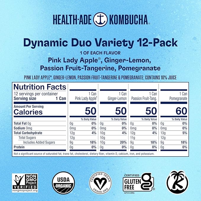 SunSip Prebiotic Soda by Health-Ade Gut-Healthy Beverage Vitamins &amp Minerals Soda Alternative Naturally Sweetened with 6g of sugar or less 11.5 oz (12 Pack) Dynamic Duo Variety Pack
