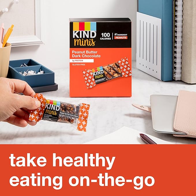 KIND Bar MinisVariety PackDark Chocolate Nuts and Sea SaltPeanut ButterCaramel AlmondHealthy Snacks3g ProteinGluten FreeLow Sugar/Calorie Snacks(Pack of 60)