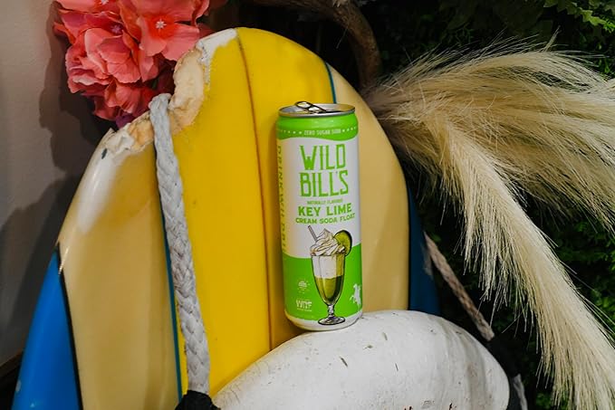 Key Lime - Wild Bill's Zero Sugar Cream Soda Zero Artificial Colors Flavors or Preservatives Naturally Sweetened (Individual 12oz Cans12-Pack)