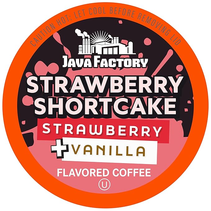 Java Factory Flavored Coffee Pods Strawberry Shortcake Compatible with K Cup Brewers 40 Count