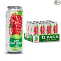 VINUT 100% Red Grape Juice No Added Sugar Not From Concentrate 16.9 fl oz (500 mL) Can Pack of 12