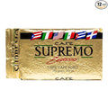 Cafe Supremo Espresso Coffee Dark Roast 100% Espresso Ground Coffee with a Latino Taste Blend Vacuum Sealed Brick (8.8 Ounce Pack of 12)