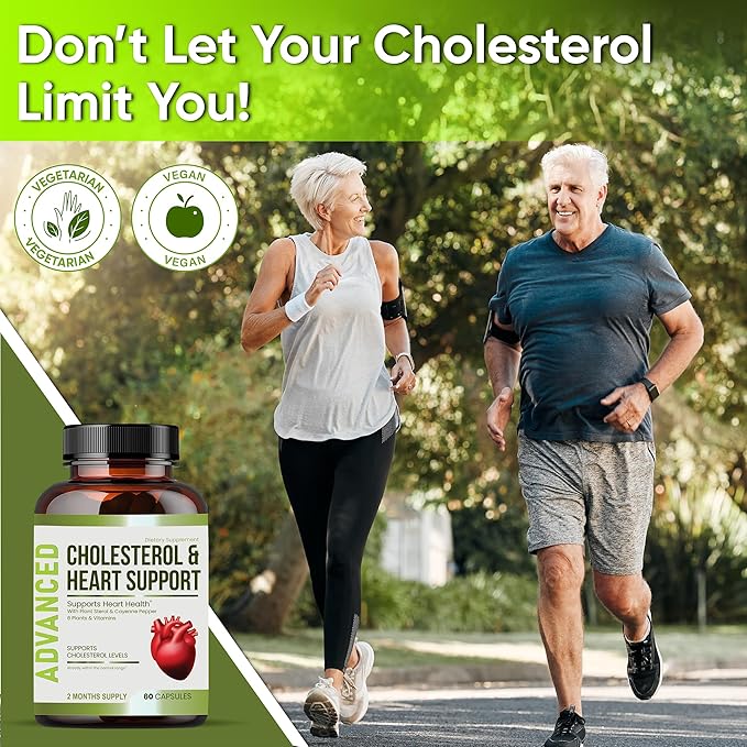 Heart Health Cholesterol Supplements - Cholesterol Health &amp Heart Support with Plant Sterols Niacin &amp Garlic Powder.Vitamins Pills for Healthy Cholesterol and Healthy Heart.Two Months Supply.