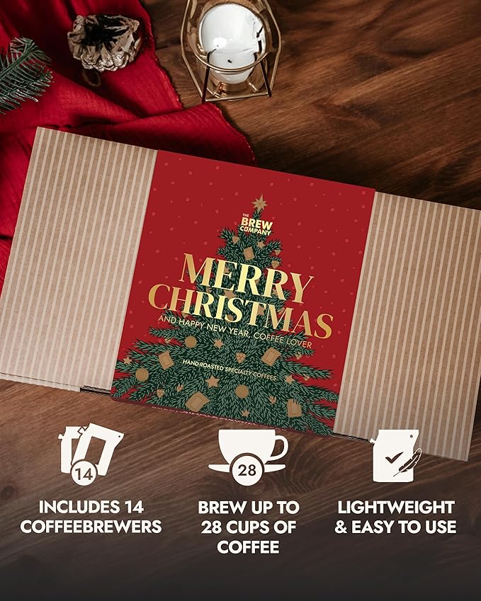 Christmas Coffee Gifts for Men &amp Women - 14 of the World's Finest Single Estate Specialty Coffees in Sampler Box for Coffee Lovers | Perfect Secret Santa Gift Set Idea with Unique Coffeebrewers