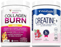 Vitauthority Multi Collagen Burn Energy: Hydrolyzed Protein Peptides with Hyaluronic Acid and Creatine Monohydrate Powder for Women Micronized Creatine Monohydrate with goBHB &amp CognatiQ