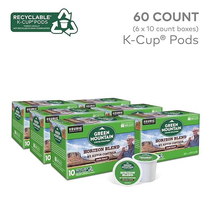 Green Mountain Coffee Roasters Horizon Blend Coffee by Kevin Costner Keurig Single Serve K-Cup Pods 60-Count (6 x 10 Count Boxes)