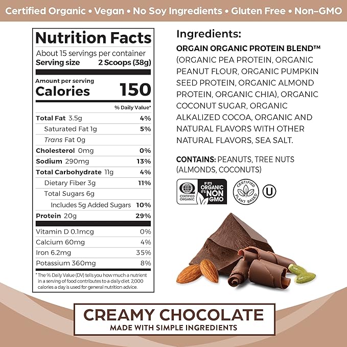 Orgain Organic Simple Vegan Protein Powder Chocolate 1.25lb Hydrolyzed Collagen Peptides Powder Unflavored 1lb