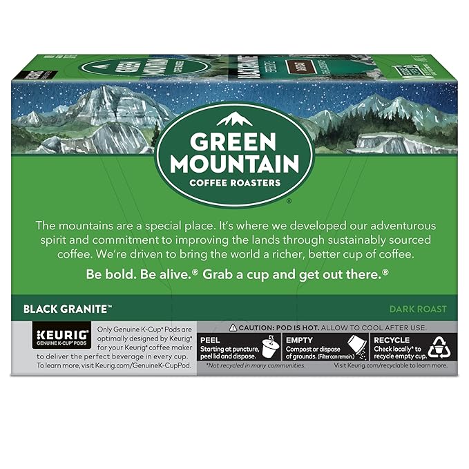 Green Mountain Coffee Roasters Black Granite Keurig Single Serve K-Cup Pods Espresso Style Dark Roast 60 Count (6 Packs of 10)
