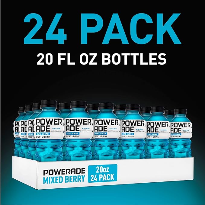 POWERADE ZERO Zero Calorie Electrolyte Enhanced Sports Drinks Mixed Berry 20 fl oz 24 Pack