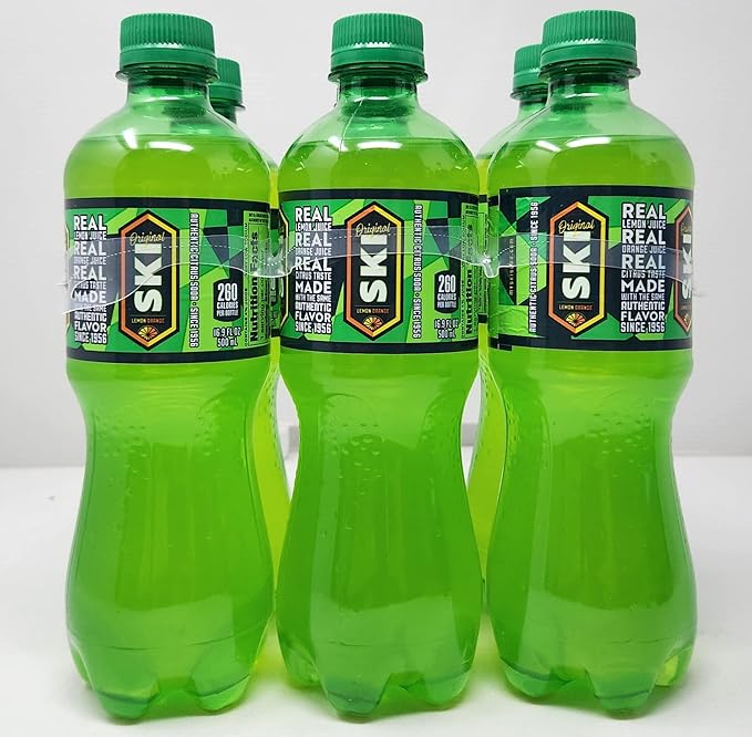 Ski Lemon Orange Citrus Soda 6 pack 16.9oz bottles