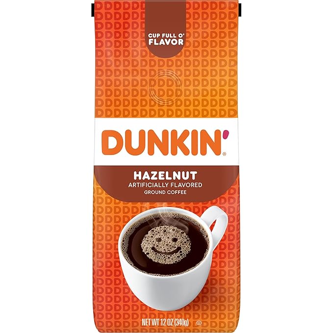 Dunkin' Hazelnut Flavored Ground Coffee 12 Ounces (Pack of 6)