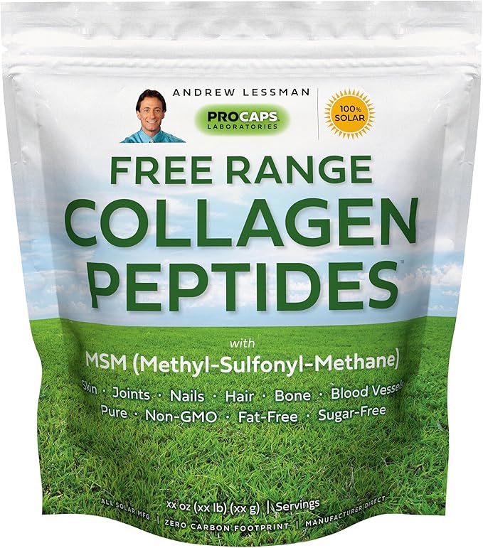 ANDREW LESSMAN Free Range Collagen Peptides Powder 240 Servings - Supports Smooth Soft Skin Comfortable Joints. Pure. Super Soluble. Unflavored. No Sugar. No Additives.
