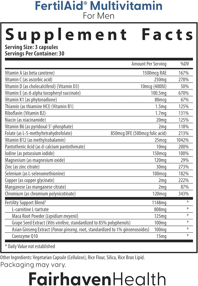 Fairhaven Health FertilAid for Men and Women Combo Fertility Supplements for Men and Women | Count and Motility Support Pre-Conception for Him | Prenatal Vitamin for Her with Vitex and Folate