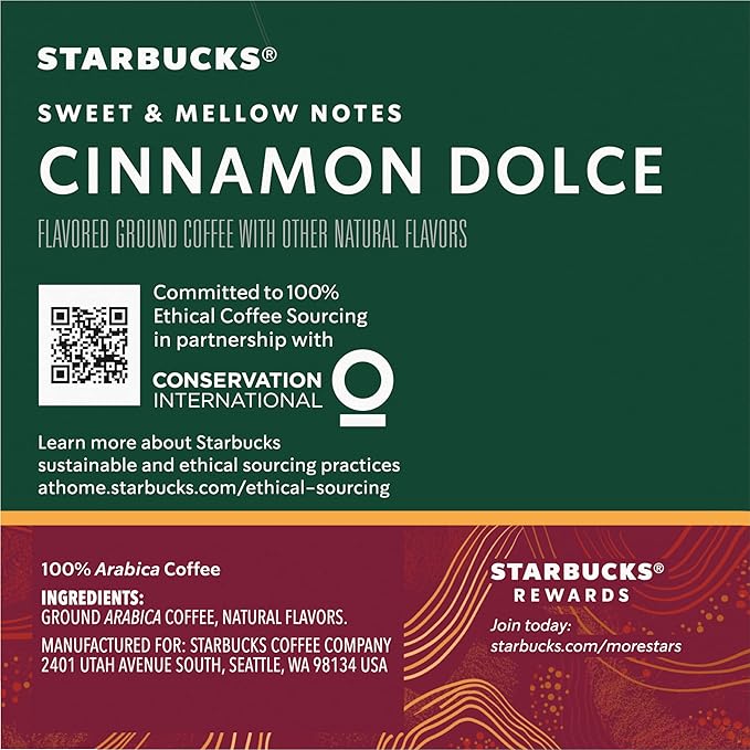 Starbucks Flavored Coffee Genuine K-Cup Pods Cinnamon Dolce Flavored with Sweet and Mellow Notes Recyclable Pods 10 Count Pods in Each (Pack of 4)