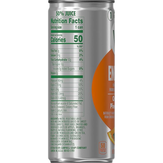 V8 +ENERGY Orange Pineapple Energy Drink 8 Ounce Can (Case Of 24)
