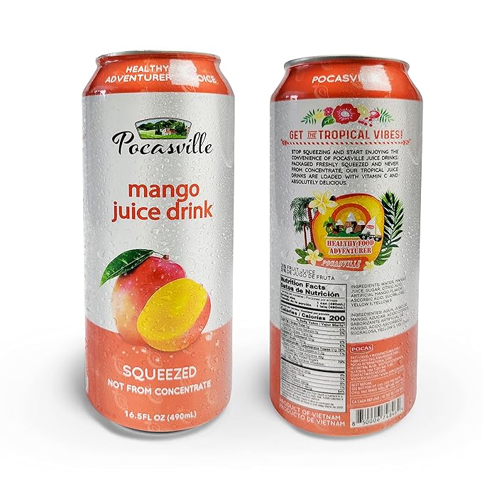 Pocasville Fruit Juices 16.5 Fluid Ounce (Pack of 12) (Mango)