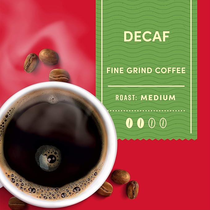 Tim Hortons Decaf Blend Medium Roast Ground Coffee Perfectly Balanced Always Smooth Made with 100% Arabica Beans 72 Ounce (6 x 12 oz Bags)