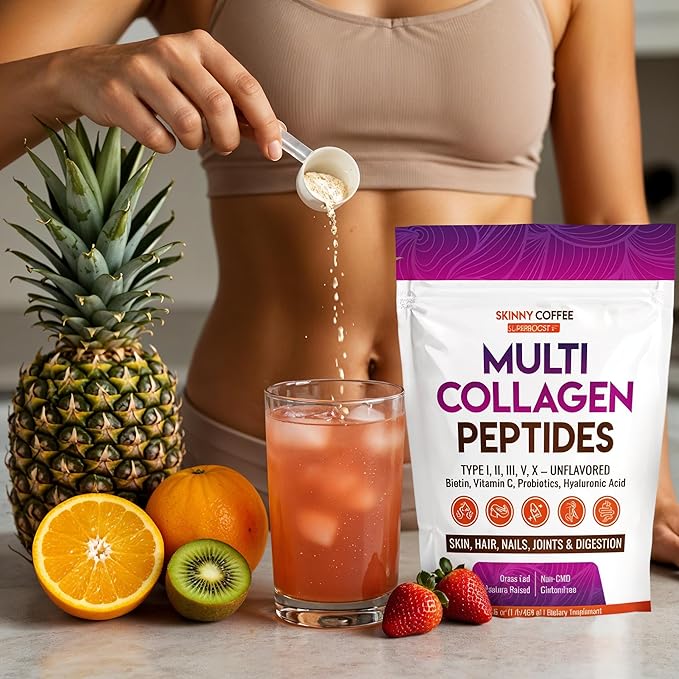 Multi Collagen Peptides Powder – Unflavored Grass-Fed Types I II III V X – with Biotin Hyaluronic Acid Probiotics &amp Vitamin C – Supports Hair Skin Nails &amp Joints – Non-GMO – 41 Servi