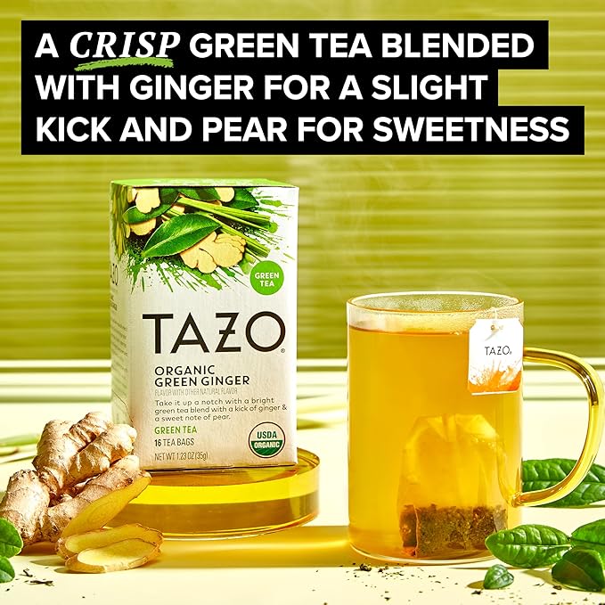 TAZO Organic Green Tea Green Ginger 96 Total Tea Bags (16ct - Pack of 6)