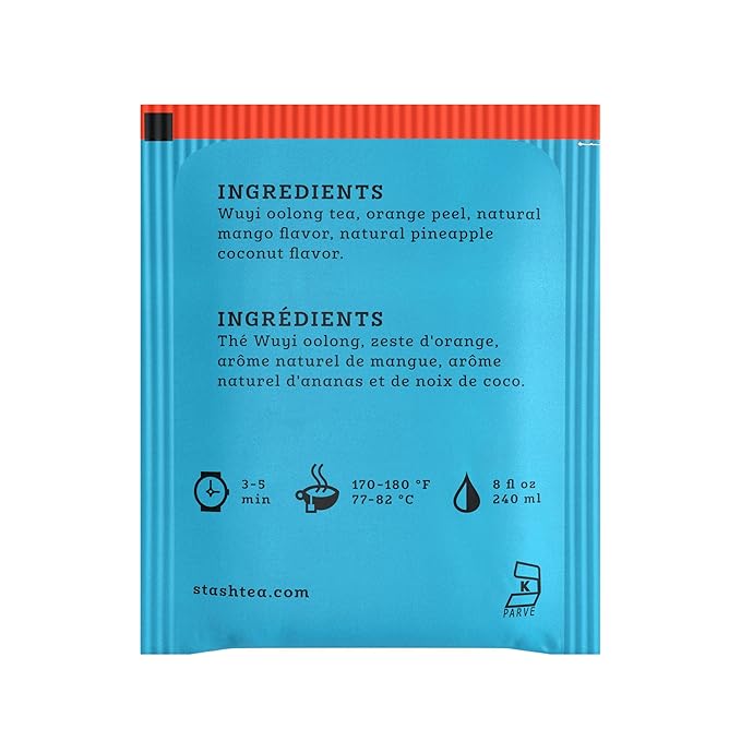 Stash Tea Coconut Mango Wuyi Oolong Tea - Caffeinated Non-GMO Project Verified Premium Tea with No Artificial Ingredients 18 Count (Pack of 6) - 108 Bags Total