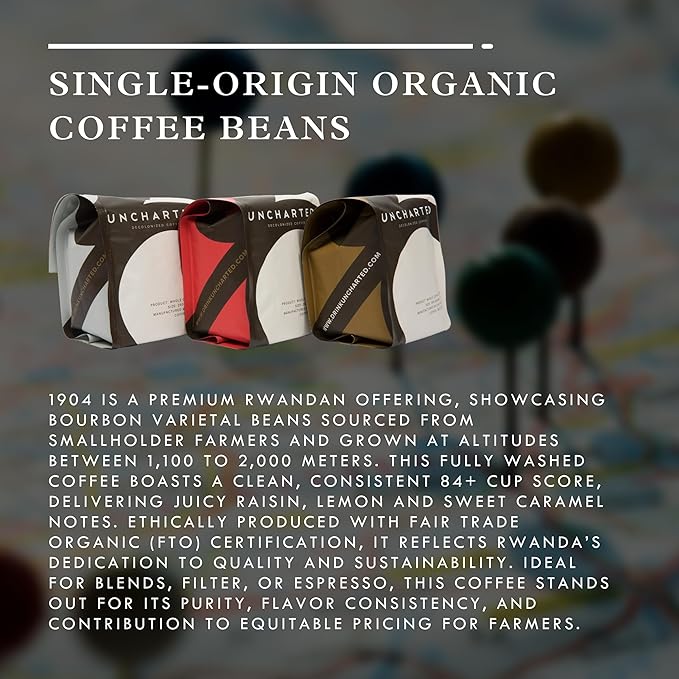 Single-Origin Organic Coffee Beans Gift Box Light Medium and Dark Roast Organic Whole Bean Coffee 3 Pack Explorer 9 oz each 1904 Rwanda by Uncharted Coffee