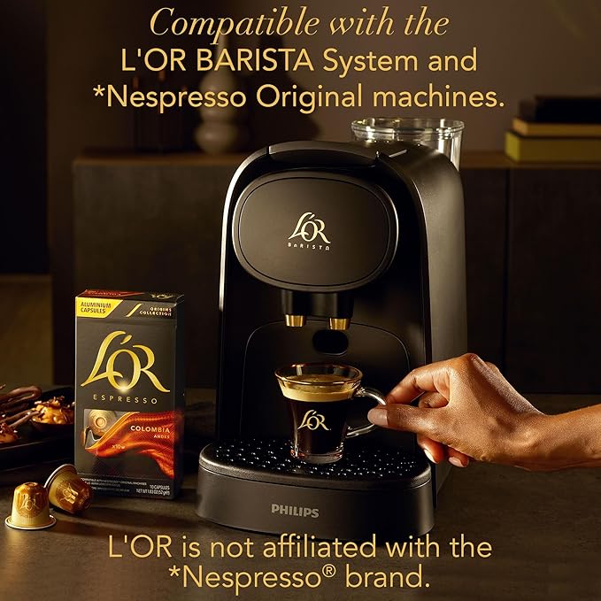 L'OR Espresso Capsules 50 Count Profondo Lungo Single-Serve Aluminum Coffee Capsules Compatible with the L'OR BARISTA System &amp *Nespresso Original Machines