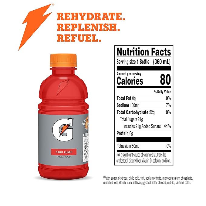 Gatorade Thirst Quencher Bottles Fruit punch 12 Fl Oz (Pack of 24)