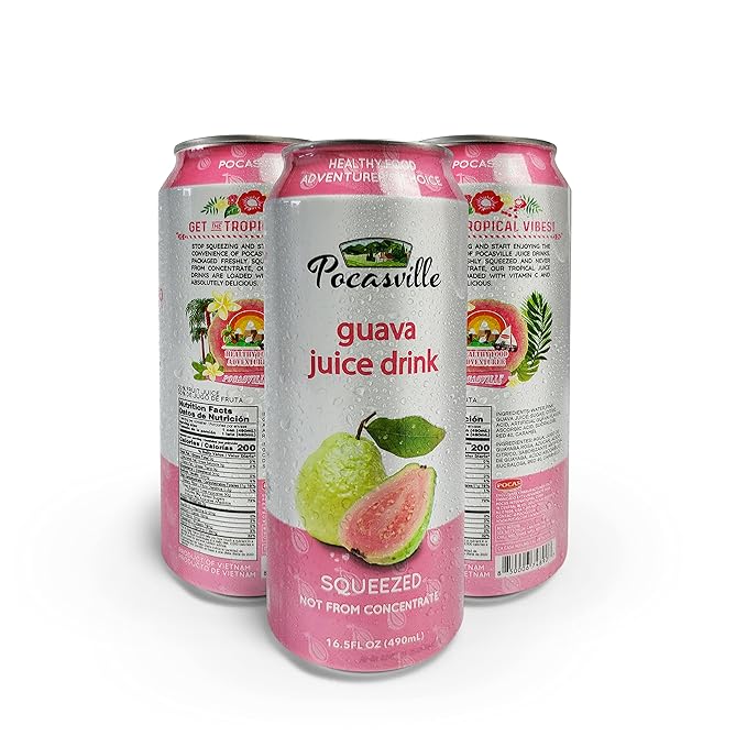 Pocasville Fruit Juices 16.5 Fluid Ounce (Pack of 12) (Guava)